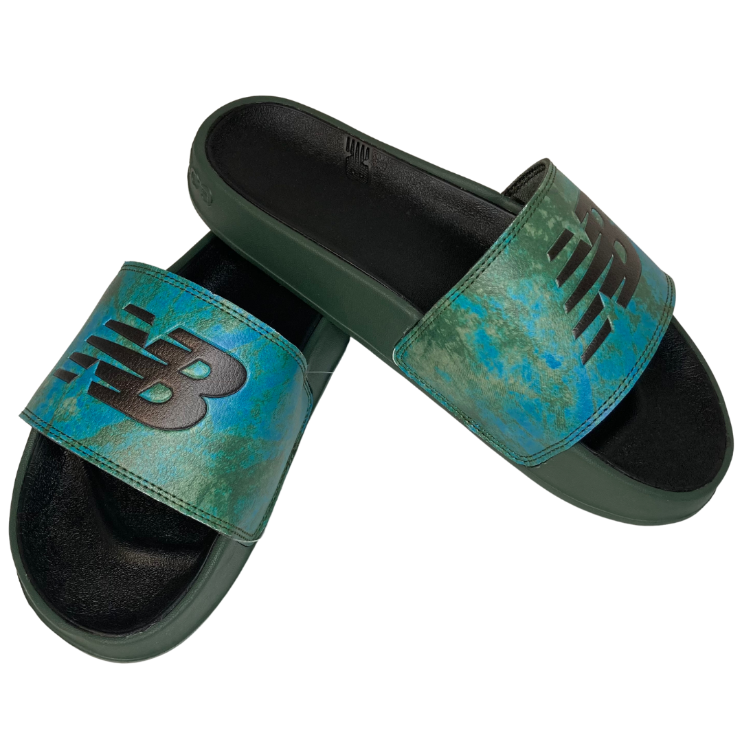 New Balance 200 Sandal Slide Black Blue and Green