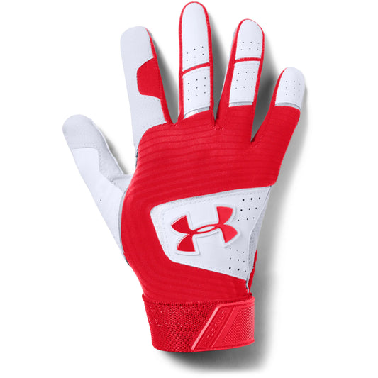 Youth UA Clean Up Batting Gloves Red and White